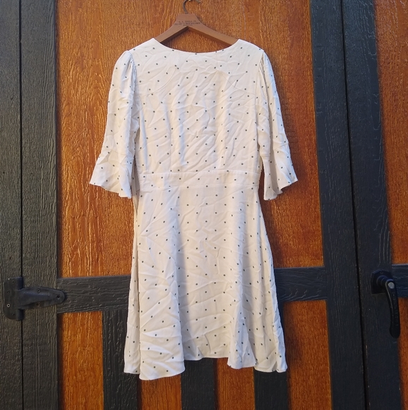 Free People All Yours Cream Green Polka Dot Wrap Bust Tie Mini Dress Small 4 - Picture 7 of 16